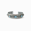 Handmade 925 sterling silver cuff bracelet with natural blue topaz stones