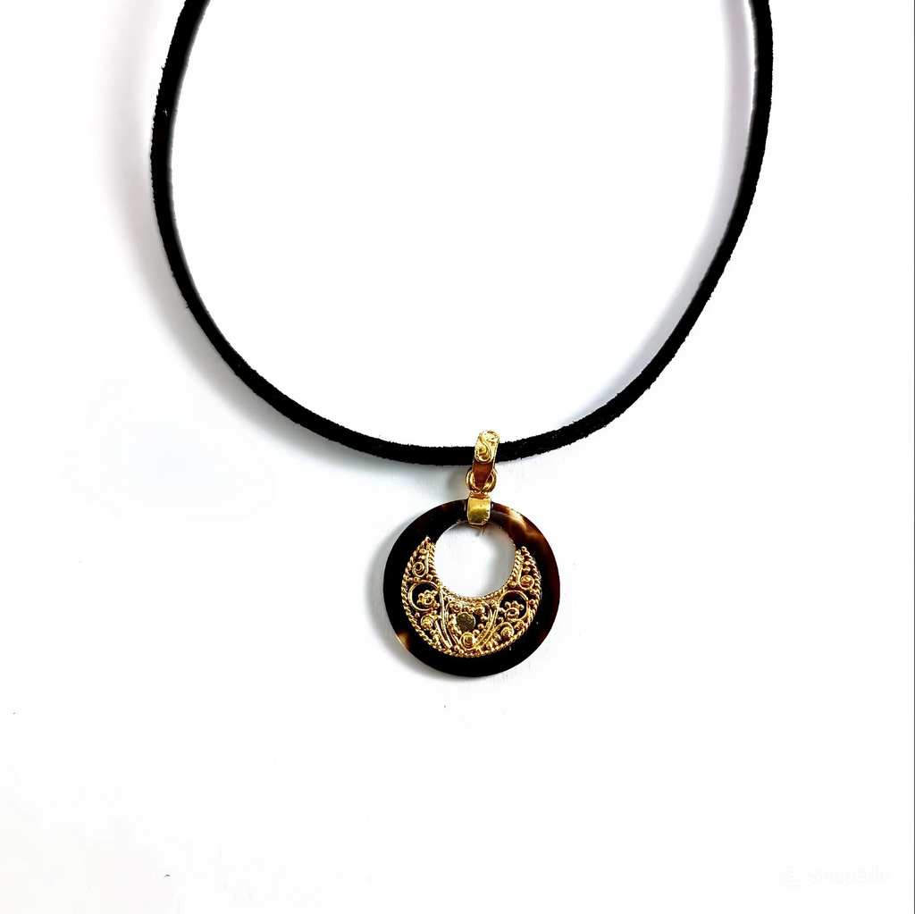 Sacred Crescent Gold-Plated Pendant P0102 | Handmade 925 Silver
