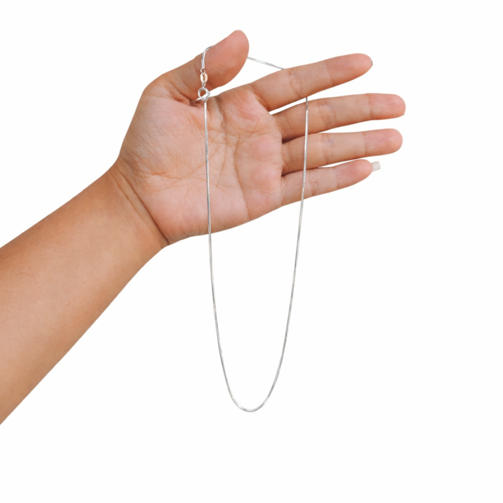 Lightweight slim silver chain necklace suitable for layering